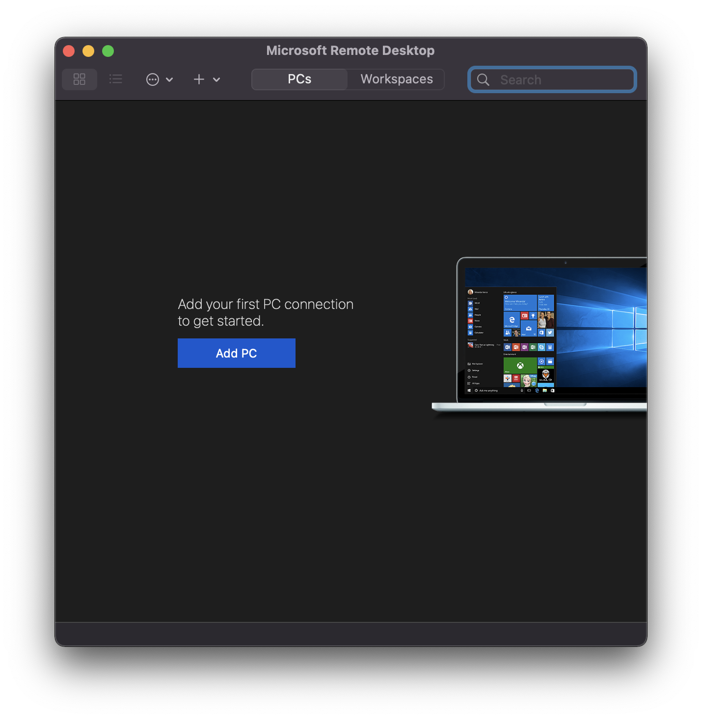 Windows Remote Desktop for Mac - Add PC